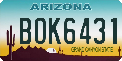 AZ license plate BOK6431