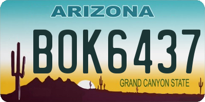 AZ license plate BOK6437