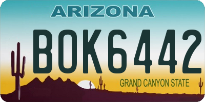 AZ license plate BOK6442