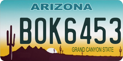 AZ license plate BOK6453