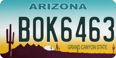AZ license plate BOK6463