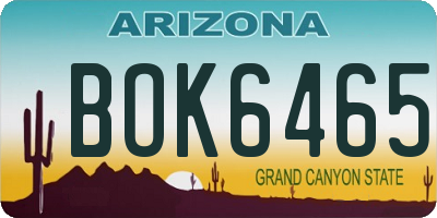 AZ license plate BOK6465