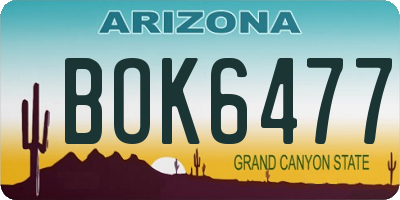 AZ license plate BOK6477