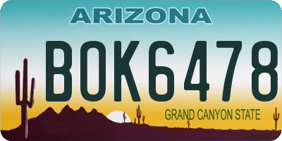 AZ license plate BOK6478