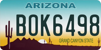 AZ license plate BOK6498