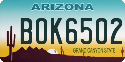 AZ license plate BOK6502