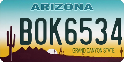 AZ license plate BOK6534