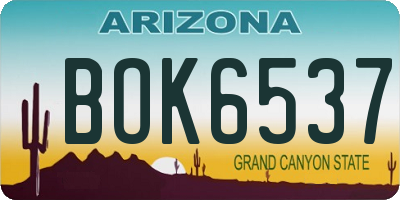AZ license plate BOK6537