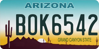AZ license plate BOK6542