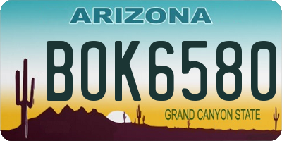 AZ license plate BOK6580