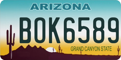 AZ license plate BOK6589