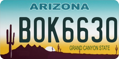 AZ license plate BOK6630
