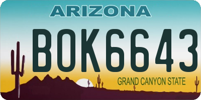 AZ license plate BOK6643