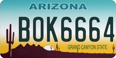 AZ license plate BOK6664