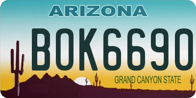 AZ license plate BOK6690