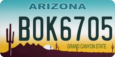 AZ license plate BOK6705