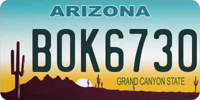 AZ license plate BOK6730