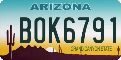 AZ license plate BOK6791