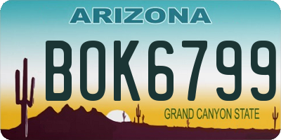 AZ license plate BOK6799