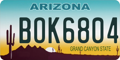 AZ license plate BOK6804