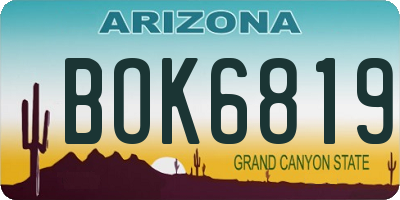 AZ license plate BOK6819