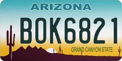 AZ license plate BOK6821