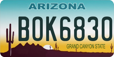 AZ license plate BOK6830