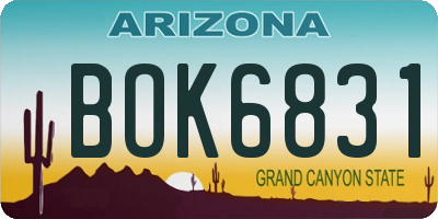 AZ license plate BOK6831