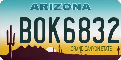 AZ license plate BOK6832