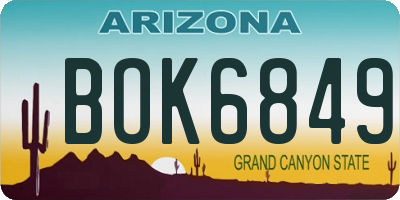 AZ license plate BOK6849