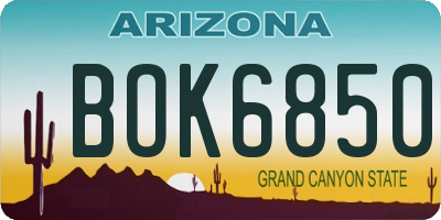 AZ license plate BOK6850