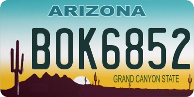 AZ license plate BOK6852