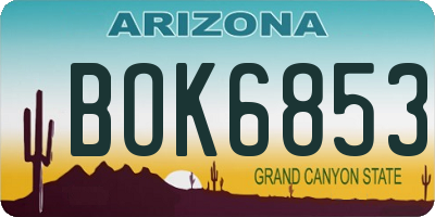 AZ license plate BOK6853