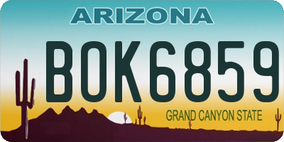 AZ license plate BOK6859
