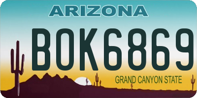 AZ license plate BOK6869