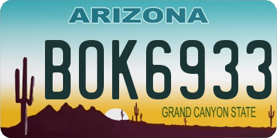 AZ license plate BOK6933