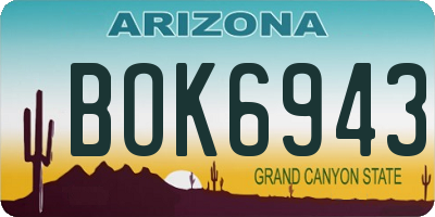 AZ license plate BOK6943
