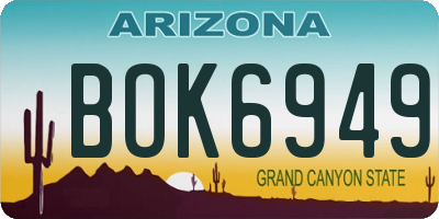 AZ license plate BOK6949
