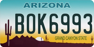 AZ license plate BOK6993