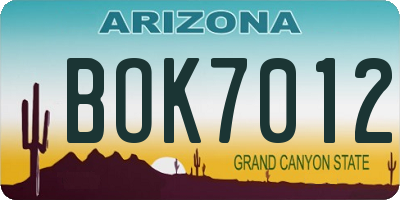 AZ license plate BOK7012
