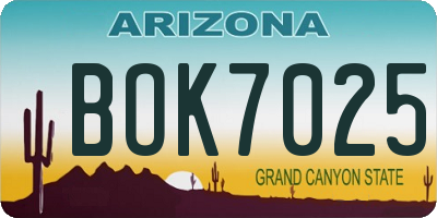 AZ license plate BOK7025