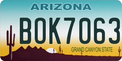 AZ license plate BOK7063