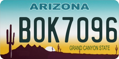 AZ license plate BOK7096