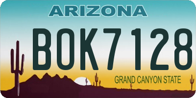 AZ license plate BOK7128