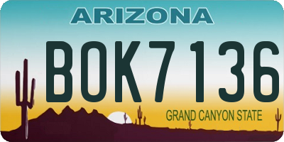 AZ license plate BOK7136