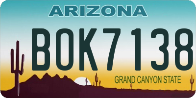 AZ license plate BOK7138