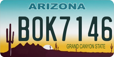AZ license plate BOK7146