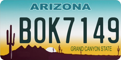 AZ license plate BOK7149