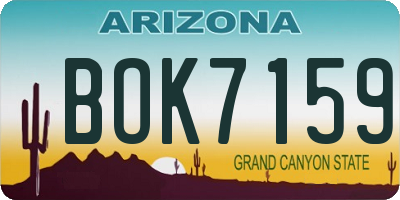 AZ license plate BOK7159