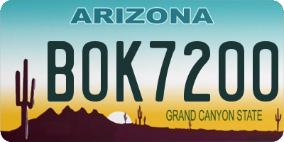 AZ license plate BOK7200
